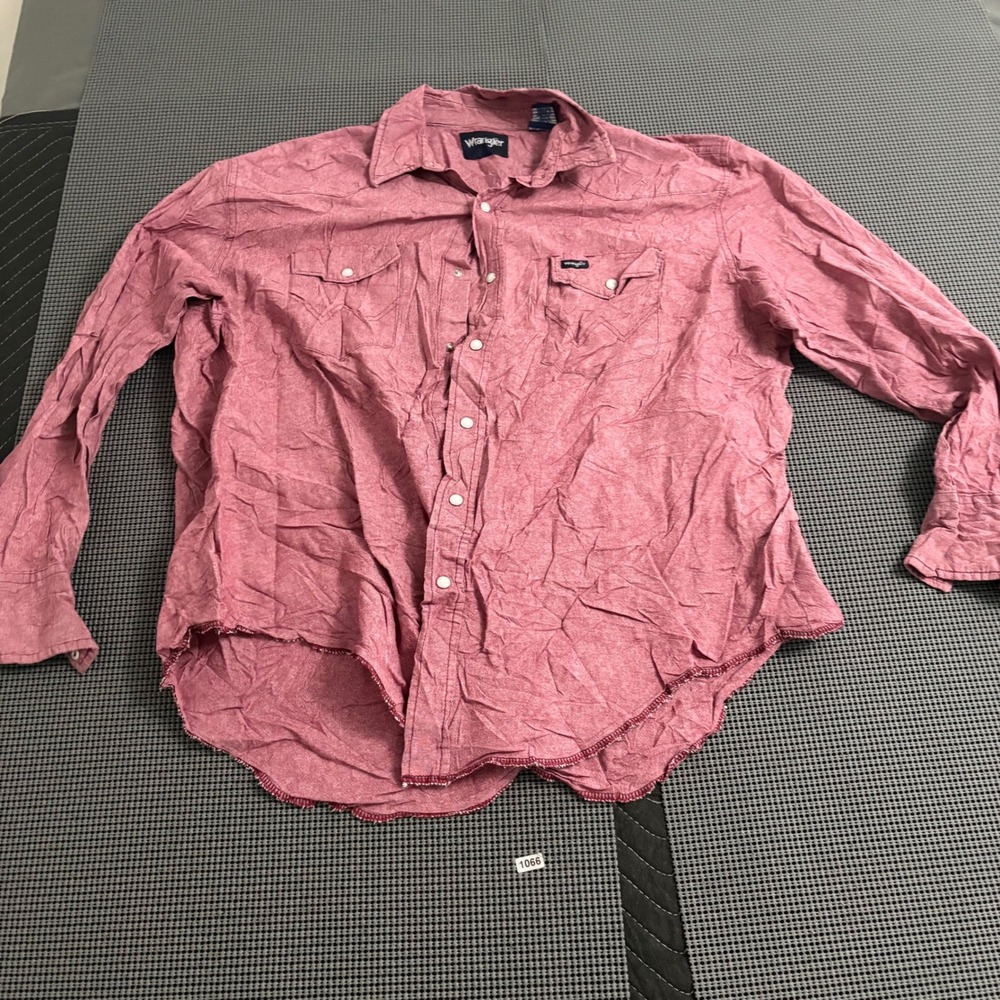 Wrangler Mens XXL Red Western Pearl Snap Long Sleeve Shirt Textured Button Down
